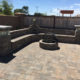 Basalite seating wall with fire pit